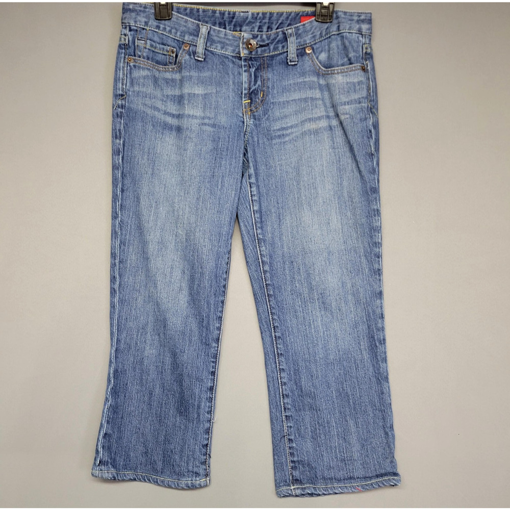 X2 Jeans Womens 8 Blue Mid Rise Stretch Straight Leg‎ Embroidered Pockets Denim